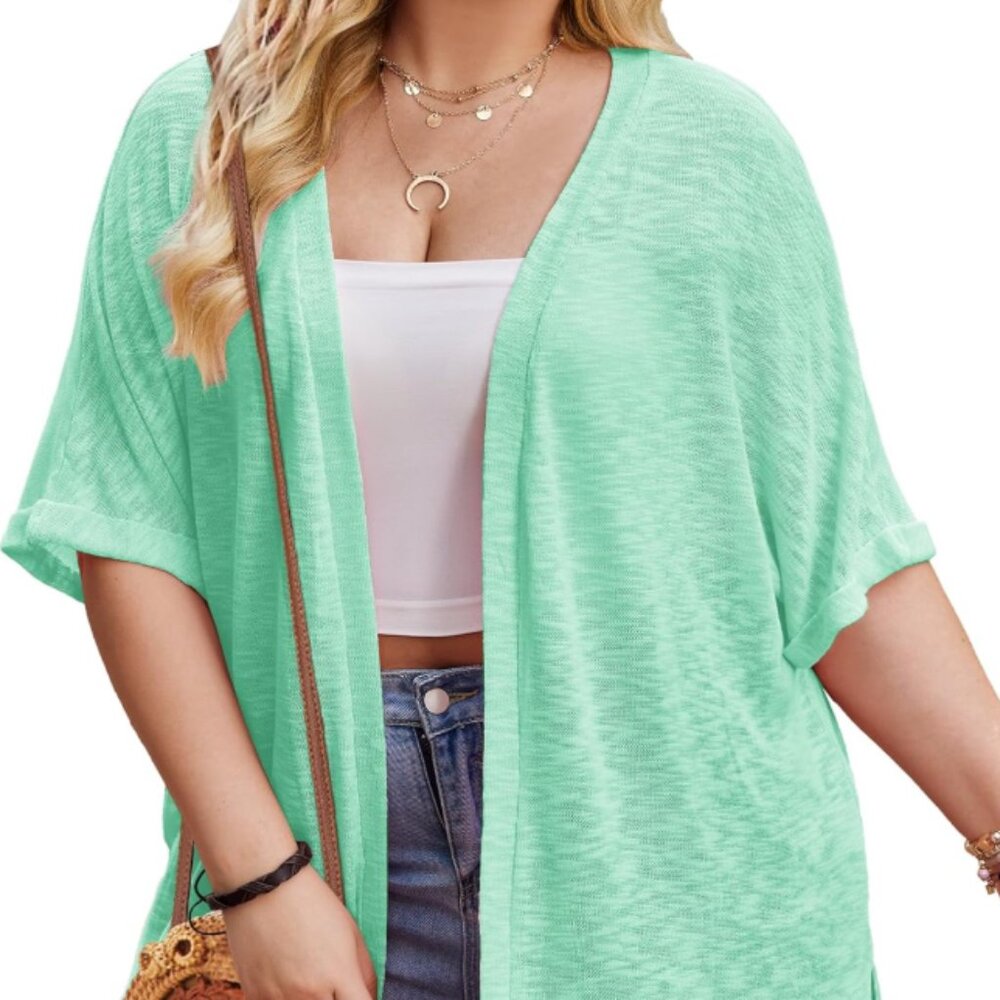 Kori America Natural Crochet Fringe Kimono size M/L NWT